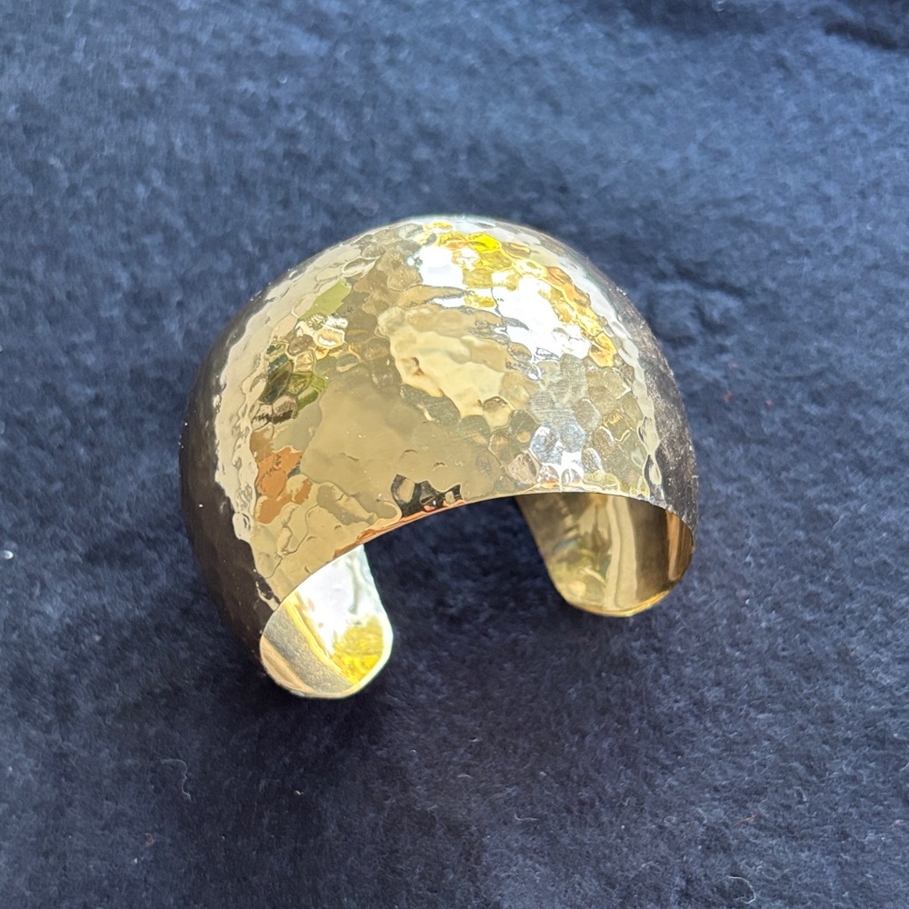 Elegant Gold Hammered Cuff Bracelet